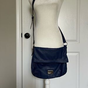 Nine West Women’s Blue Fold Over Crossbody Bag Vegan Leather
